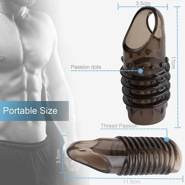 2PCS Reusable Cock Ring Glans Enlarger Delayed Ejaculation Sleeve Extender