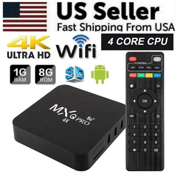MXQ Pro 4K Ultra HD 64Bit Wifi Android 7.1 Quad Core Smart TV Box Media Player