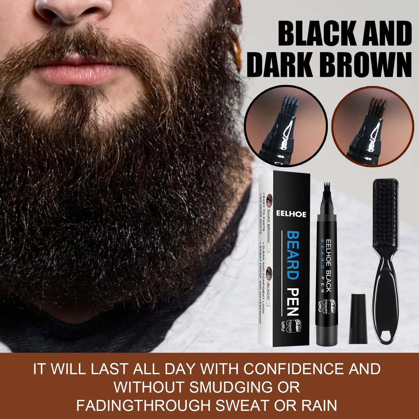 Beard Fillering Pen Kit Thicken Stubble Long Lasting Repair Hairline Natural Beauty Waterproof Moustache Coloring Styling Pencil