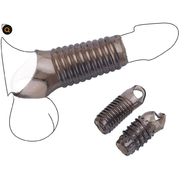 2PCS Reusable Cock Ring Glans Enlarger Delayed Ejaculation Sleeve Extender