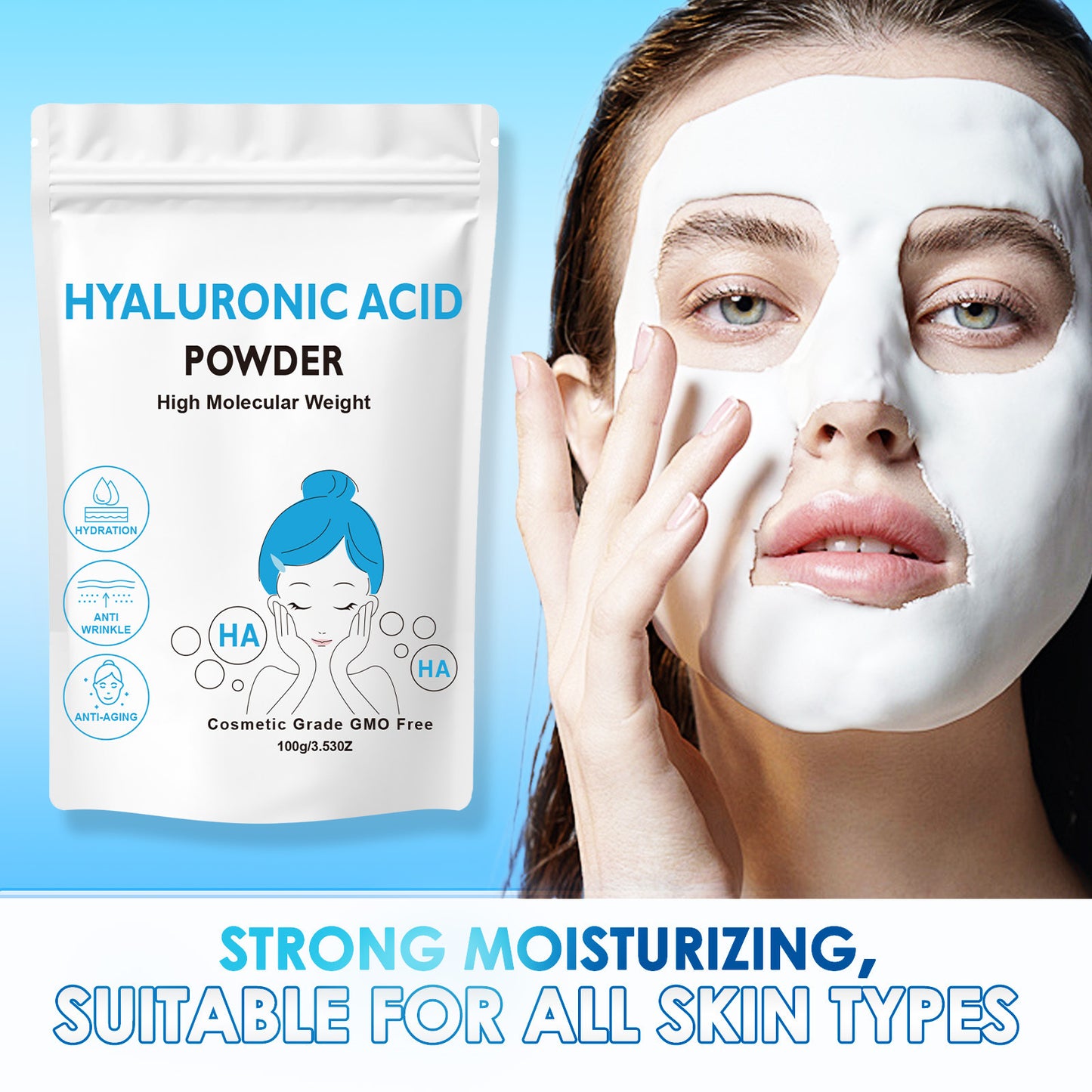 Hydrating Moisturizing And Nourishing Skin Rejuvenation Mild Cleansing Hyaluronic Acid Mask Powder