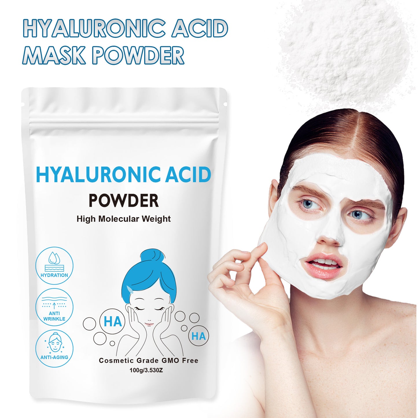 Hydrating Moisturizing And Nourishing Skin Rejuvenation Mild Cleansing Hyaluronic Acid Mask Powder