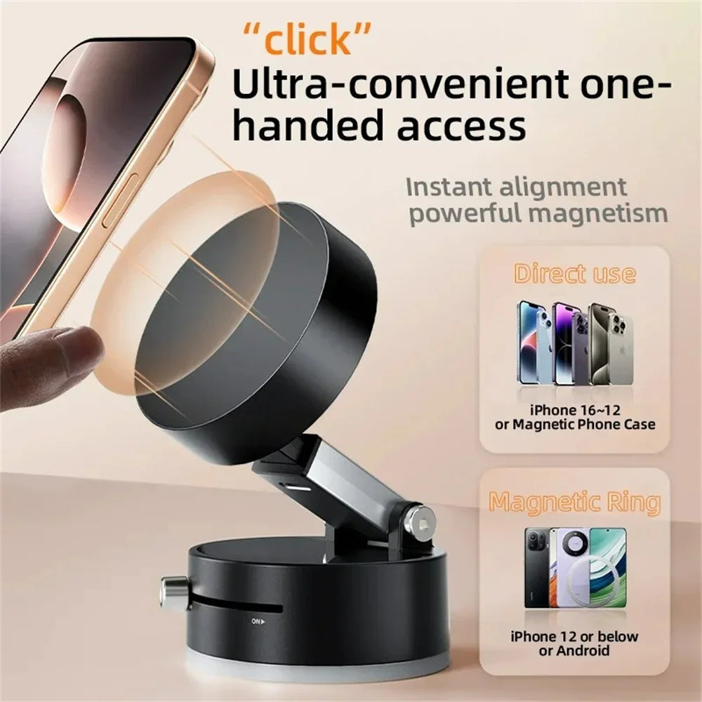 Foldable Phone Stand Strong Magnetic Car Phone Holder Dashboard Phone Holder 360° Rotating Vacuum Suction Cup GPS Bracket in Car