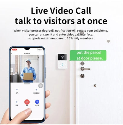 Wireless Security WiFi Smart Doorbell Intercom Video Camera Bell Chime Door Ring