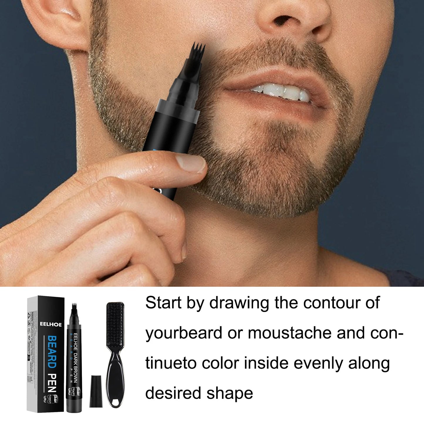 Beard Fillering Pen Kit Thicken Stubble Long Lasting Repair Hairline Natural Beauty Waterproof Moustache Coloring Styling Pencil