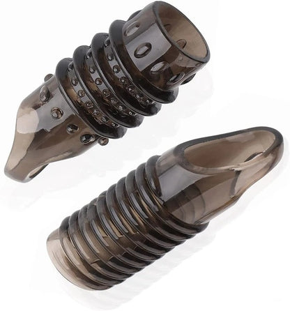 2PCS Reusable Cock Ring Glans Enlarger Delayed Ejaculation Sleeve Extender