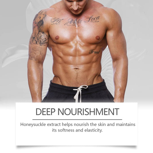 Men's Chest Firming Spray - Skin Tightening, Enhance Contour, Non-Greasy Formula w/ Peppermint & Honeysuckle Extracts